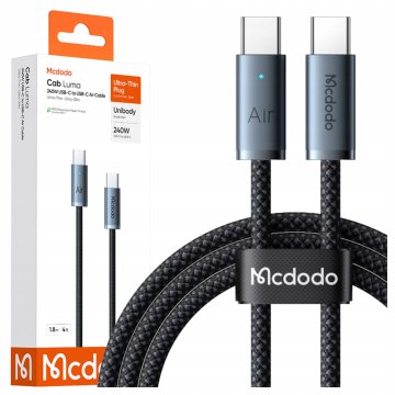 Mcdodo USB-C KABEL USB-C HITRO POLNJENJE USB TIPA C 240 W 1 M LED ČRN