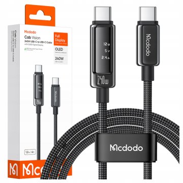 Mcdodo USB-C KABEL USB-C HITRO POLNJENJE ZA PRENOSNIK USB TIPA C 240 W 1 M LED