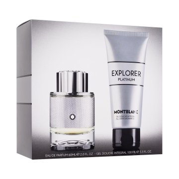 Mont Blanc Explorer Platinum darilni set parfumska voda 60 ml + gel za prhanje 100 ml za moške