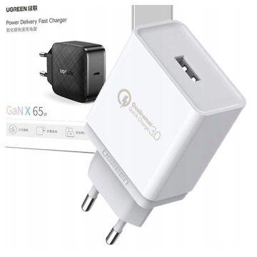 Ugreen Stenski polnilnik CD122, USB-A, QC3.0, 18 W (bel)