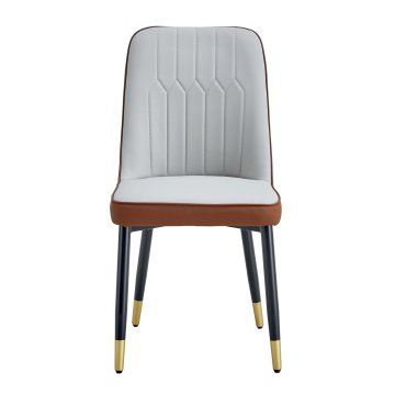 SONNENH Jedilni stoli, 2 v kompletu, 89 cm, sivo-rjava, črno-zlate noge, PU prevleka, prešito visoko naslonjalo, sedež 43 × 41,5 cm in kovinske noge