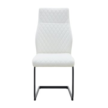 SONNENH Jedilni stoli, 2 v kompletu, 100 cm, bela, črno podnožje, PU prevleka, visoko rombasto prešito naslonjalo, sedež 42 × 45 cm in podnožje v obliki sani