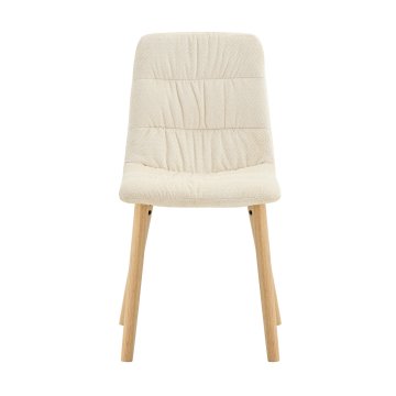SONNENH Jedilni stoli, 2 v kompletu, 88 cm, kremno bela, lesene noge, teksturirana prevleka z gubastim vzorcem, masivne lesene noge in sedež 44 × 40 cm na višini 49 cm