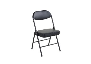 SONNENH Zložljivi jedilni stoli, 4 v kompletu, 81,5 cm, črn PU, oblazinjen sedež in hrbet, jeklen okvir, zložena višina 92 cm in debelina 8,5 cm