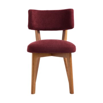 SONNENH Jedilni stoli, 2 v kompletu, 77 cm, bordo, temne lesene noge, tkanina v lanenem videzu, zaobljeno oblazinjeno naslonjalo, sedež 47 × 44 cm in masivne lesene noge