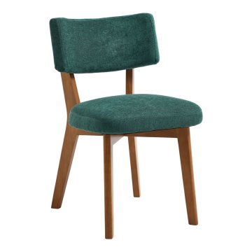 SONNENH Jedilni stoli, 2 v kompletu, 77 cm, zelena, temne lesene noge, tkanina v lanenem videzu, zaobljeno oblazinjeno naslonjalo, sedež 47 × 44 cm in masivne lesene noge