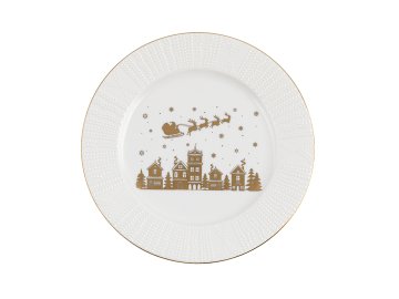 Zlati božični krožnik za sladico Božiček 20,5 cm