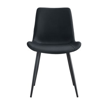 SONNENH Jedilni stoli, 4 v kompletu, 83 cm, črna, črne kovinske noge, umetno usnje PU, širok sedež 50 × 40,7 cm, gladko zaobljeno naslonjalo in črne kovinske noge