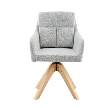 SONNENH Vrtljivi jedilni stoli, 2 v kompletu, 360°, 87 cm, svetlo siva, svetle lesene noge, teksturirana prevleka, sedež 45 × 43 cm in noge iz masivnega lesa