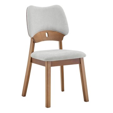 SONNENH Jedilni stoli, 2 v kompletu, 87,5 cm, siva, les v orehovem tonu, metuljasto oblikovano naslonjalo, oblazinjen sedež 43 × 42 cm in noge iz lesa kavčukovca