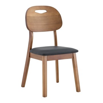 SONNENH Jedilni stoli, 2 v kompletu, 88 cm, črna, les v orehovem tonu, ovalno leseno naslonjalo z odprtino za prijem, oblazinjen sedež 43 × 42 cm in lesene noge