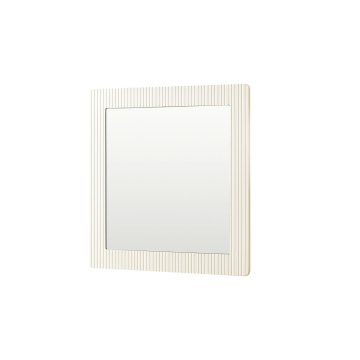 SONNENH Kvadratno stensko ogledalo, 80 × 80 cm, bela rebrasta obroba iz MDF, zrcalna površina 62,5 × 62,5 cm in globina 1,5 cm, za hodnik