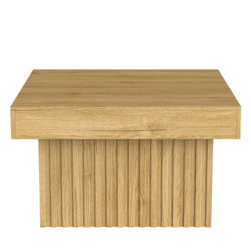 SONNENH Kvadratna klubska mizica, lesni dekor, 79 × 79 × 46 cm, široka plošča iz ivernih plošč in rebrasto MDF podnožje, za dnevno sobo
