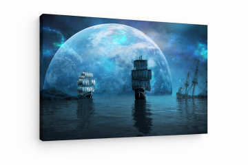 Obraz na płótnie Canvas Żaglowce na Oceanie Fantasy 31x38