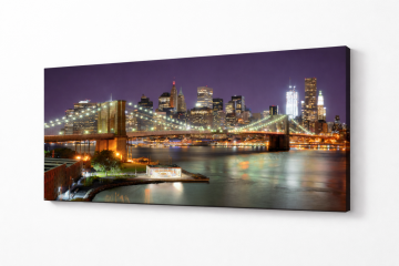 Obraz na płótnie Canvas Brooklyn Bridge Nowy Jork Nocna Panorama 50x60