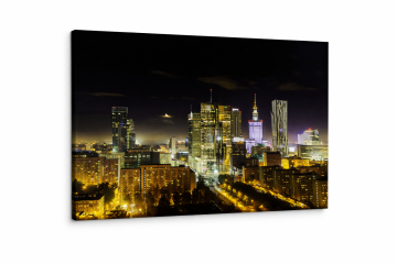 Obraz na płotnie Canvas Warszawa Nocą Panorama Miasta Styl Loft 50x60