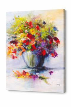 Obraz na płótnie Canvas Kwiaty Kolorowe W Wazonie Dekoracja Do Domu 31x38