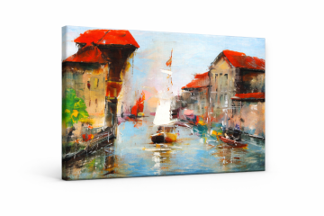 Impresja - obraz na płótnie Gdańsk port żaglówka 31x38