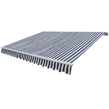 Vidaxl Ročna tenda 3 x 2,5 m Modra in bela črta 100% poliester