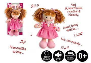 Teddies Plišasta punčka Verunka, ki govori slovensko, 20 cm, na kartici