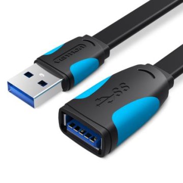 Vention USB 3.0 podaljšek A M–A Ž, 1 m, črn, ploščat