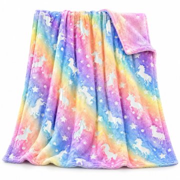 Netscroll Otroška svetleča odeja, ki sveti v temi, samorog ali dinozaver, 150 × 100 cm, LuminousBlanket