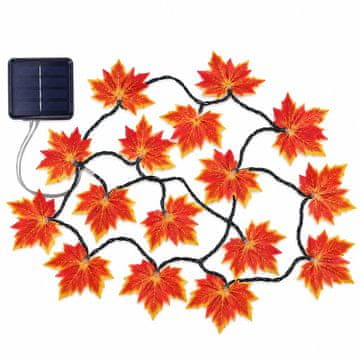 Netscroll Solarna LED veriga z javorjevimi listi, 20 LED, topla bela svetloba, 2 m, MapleLeaf