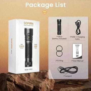 KJB Svetilka Sofirn SR23 3300 lm, UV, USB-C