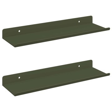Vidaxl Ležeča polica 2 kos Oljčno zelena 30 x 9 x 2,5 cm Jeklo