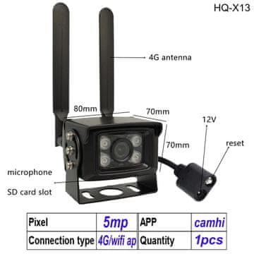 KJB Zunanja IP kamera 4G, 5MP 4G Wi-Fi AP / 6 mm