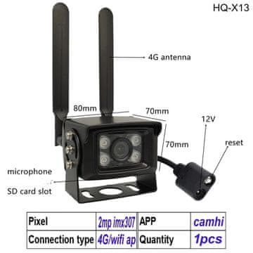 KJB Zunanja IP kamera 4G, IMX307 4G Wi-Fi AP / 6 mm
