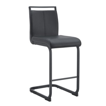 SONNENH Barska stola, 2 v kompletu, oblazinjen PU sedež 39 × 43,2 cm, višina sedeža 63,5 cm, naslonjalo in kovinsko podnožje v obliki sani, črna in črno kovinsko podnožje