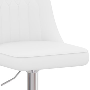SONNENH Nastavljiva barska stola, 2 v kompletu, vrtenje 360°, sedež 63–85 cm, prešit PU sedež 42 × 40 cm, okroglo podnožje Ø 44 cm in opora za noge, bel PU in srebrno podnožje