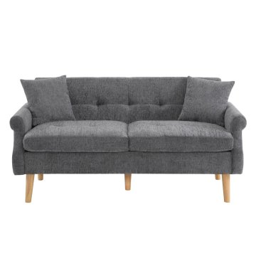 SONNENH Dvosed iz ženiljske tkanine 162 × 74 × 77 cm, siv, dve dodatni blazini, masivne lesene noge 20 cm, sedišče 138 × 60 cm na višini 49 cm