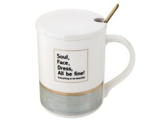 Florina biserno modra porcelanasta skodelica s pokrovom in žličko 350 ml