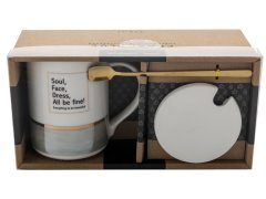 Florina biserno modra porcelanasta skodelica s pokrovom in žličko 350 ml