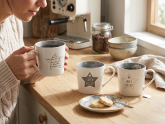 Florina Grey Stars keramična skodelica za kavo in čaj 380 ml