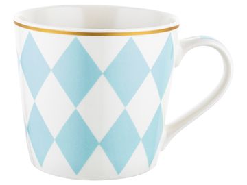 Florina geometrijski diamantni porcelanasti vrček 400 ml moder