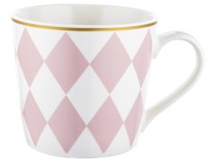 Florina geometrijski diamantni porcelanasti vrček 400 ml roza