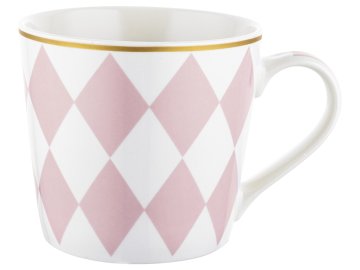 Florina geometrijski diamantni porcelanasti vrček 400 ml roza