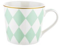 Florina geometrijski diamantni porcelanasti vrček 400 ml zelen