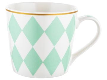 Florina geometrijski diamantni porcelanasti vrček 400 ml zelen