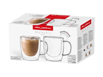 Florina TERMO KOZARCI Z ROČAJEM IZ MALAHITA 2 KOS 400 ML