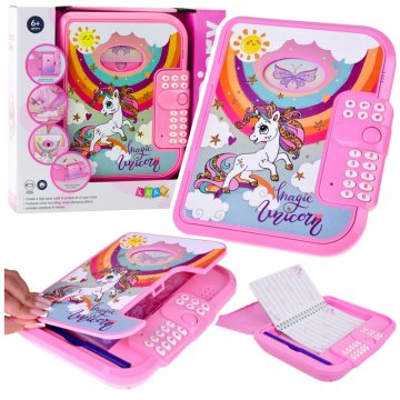 slomart LEAN TOYS Tajni dnevnik z kodno ključavnico, snemanjem glasu in kvizom, Roza