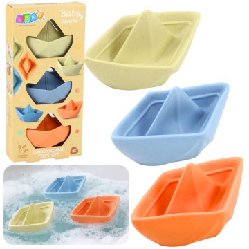 slomart LEAN TOYS Gumijasti čolniček za kopanje, pastelne barve, 3 kosi