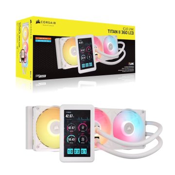 slomart Corsair iCUE LINK TITAN II 360RX LCD hladilnik procesorja, 360mm, bel