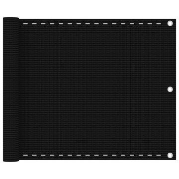 Vidaxl Balkonsko platno črno 75x600 cm HDPE
