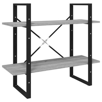 Vidaxl Knjižna omara 2-nadstropna siva sonoma 80x30x70 cm konstr. les
