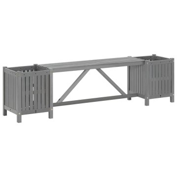 Vidaxl Vrtna klop z 2 cvetličnima koritoma 150 cm akacijev les siva