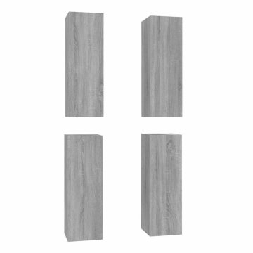 Vidaxl TV omarica 4 kosa siva sonoma 30,5x30x90 cm konstruiran les